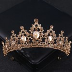 Coroana eleganta pentru mireasa CR012DD Aurie cu cristale din sticla